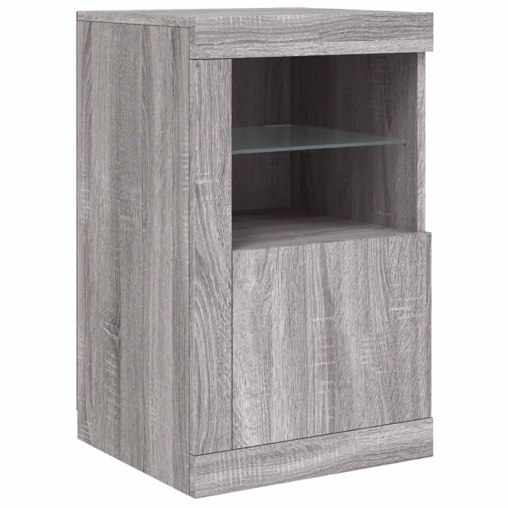 Berkfield Home Modern Grey Side Cabinet with Integrated LED Lighting and Glass Doors – 1