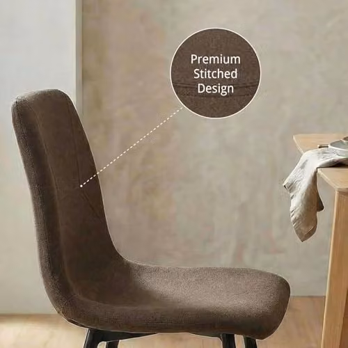 FWStyle Esme Set of 4 Dark Brown Fabric Dining Chairs with Black Metal Legs, W/D/H: 45 x 43 x 87 cm – 3