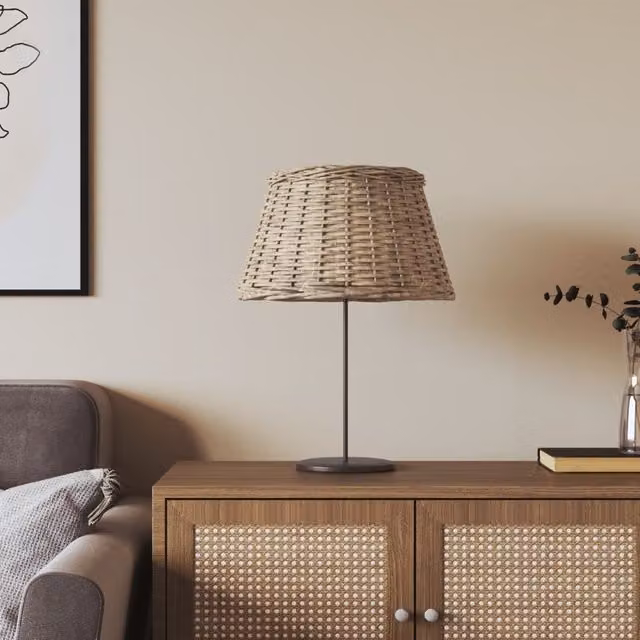 Berkfield Home Brown Wicker Cone Lamp Shade, W: 50 cm, H: 30 cm