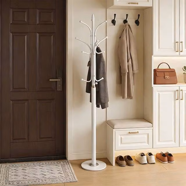 EONLION White Metal Hat Coat Stand and Umbrella Holder with Stone Base, Height: 174.5 cm