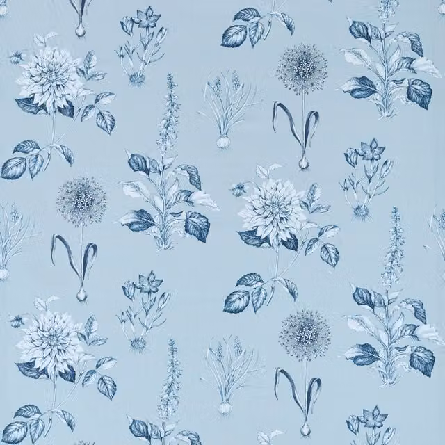 Clarke & Clarke Roseraie Fabric in Blue