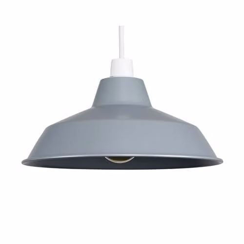 MiniSun Retro Style Gloss Grey Metal Dome Reflector Ceiling Light Shade, Shade Width: 28 cm