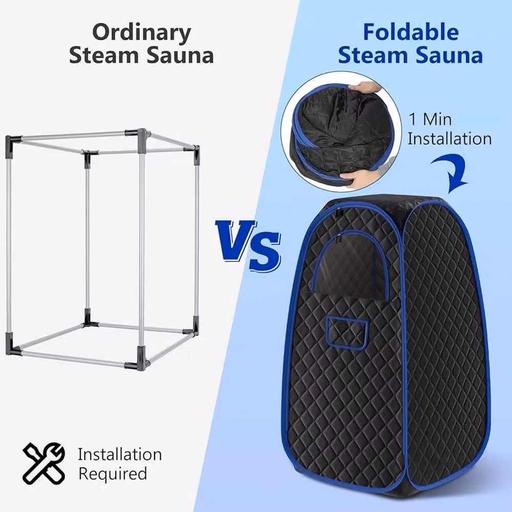 EONLION Portable Steam Sauna Spa Room for Full Body, Black, W: 100 cm, L: 200 cm – 4