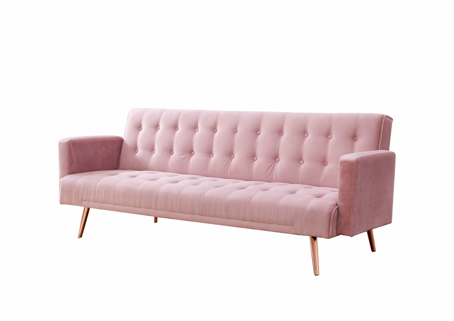 Home Detail Windsor Pink Velvet Sofa Bed with Tufted Detail and Rose Gold Legs, 140 x 190 cm – 2