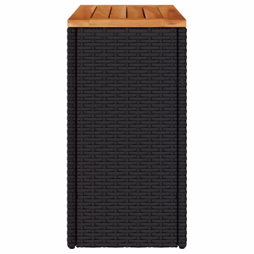 Berkfield Home Garden Side Table with Black Poly Rattan and Acacia Wood Top, W/D/H: 58 x 27.5 x 55 cm – 4