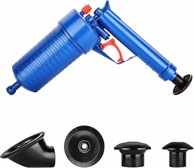SPETLEK Toilet Plunger Air Pump Drain Blaster Sink Unblocker Set, Blue