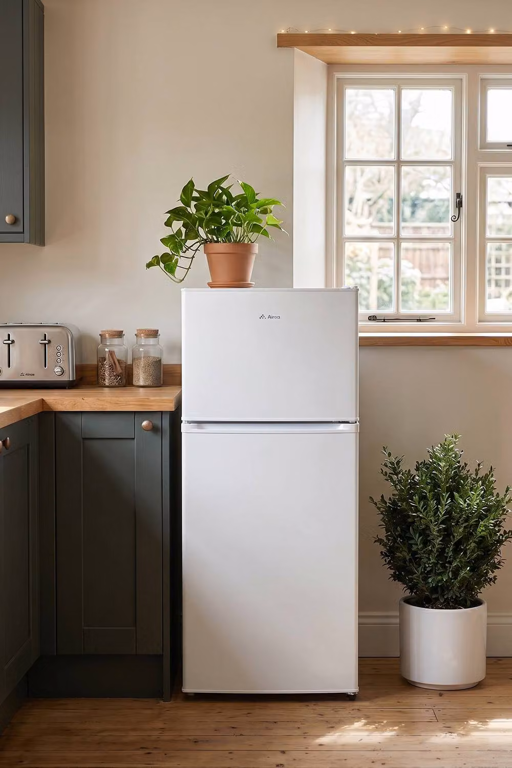 Living and Home 180L Double Door Freestanding Fridge Freezer with 45L Top Freezer in White – 2