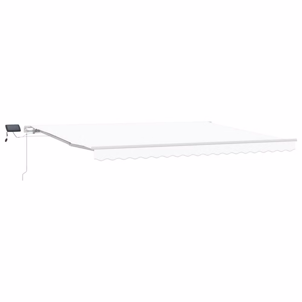 Berkfield Home Manual Retractable Wall-Mounted Awning with LED in White, W: 450 cm, D: 350 cm – 2