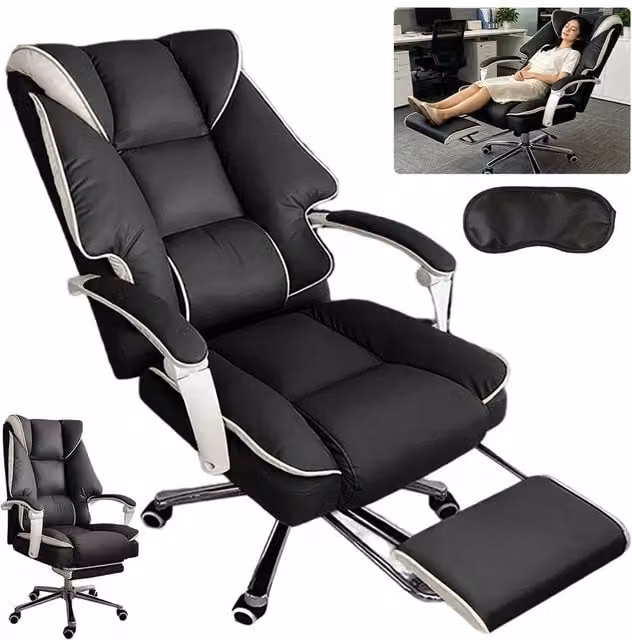 FORGEVIO Black Executive Office Chair with 360 Degree Swivel and Synthetic Leather Finish