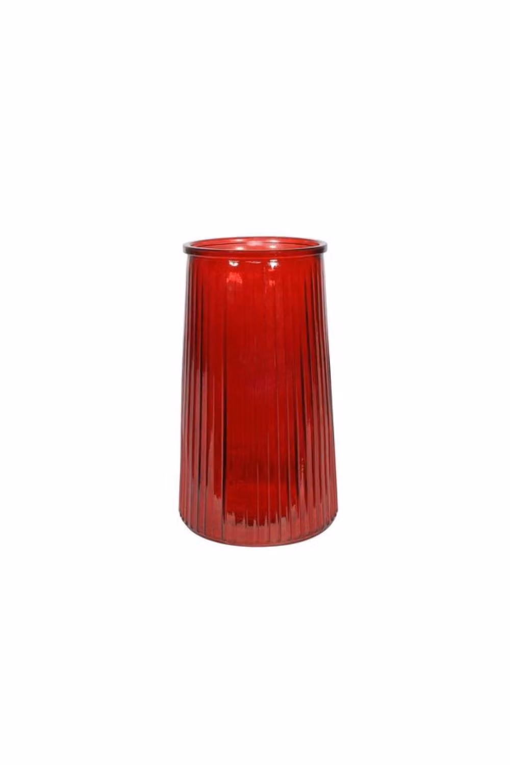 KDMD Red Ribbed Graduated Glass Vase, 2 Pack, Height: 21.5 cm – 2