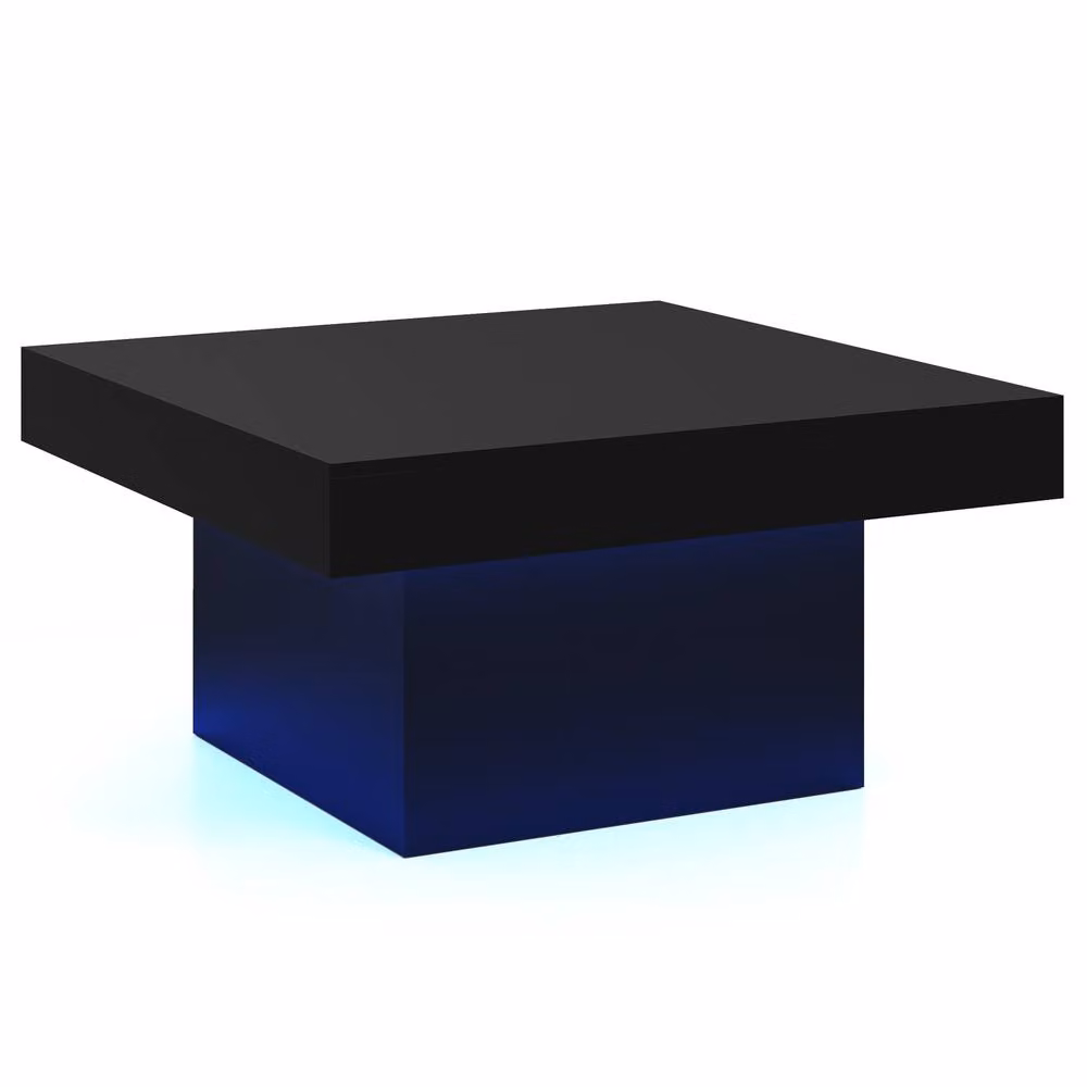 Gymax Square LED Coffee Table with Remote and 21 Dynamic Modes in Black Wood Finish – 8