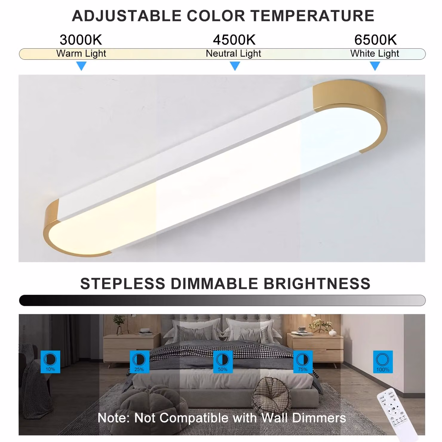 Garwarm Modern LED Ceiling Light in White with Remote Control and Dimmable Function – 2