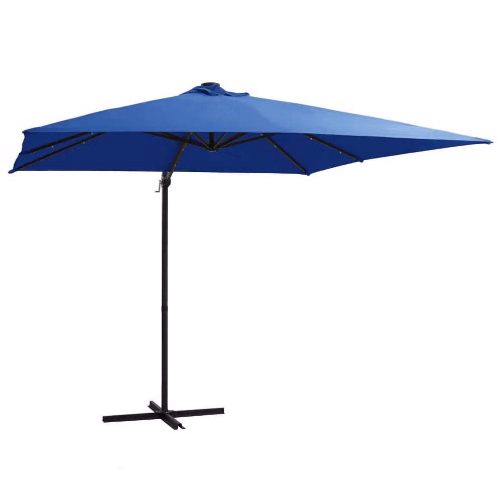 Berkfield Home Elegant Blue Cantilever Garden Umbrella with LED Lights and Steel Pole W/D/H: 250 x 250 x 247 cm – 2
