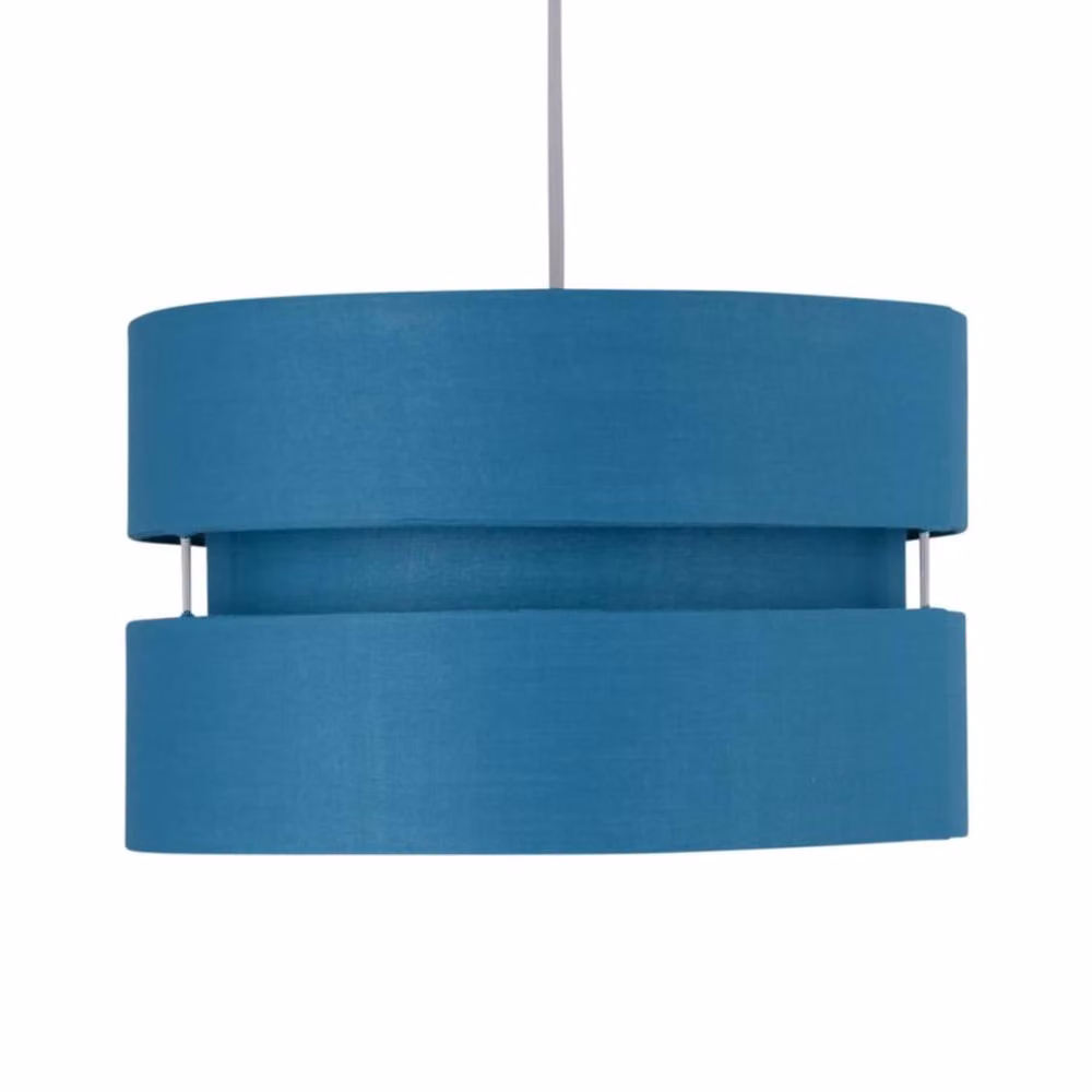 First Choice Lighting Teal and Blue Layered Easy Fit Drum Lamp Shade – 2
