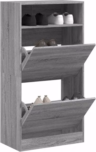 Berkfield Home Grey Sonoma Shoe Cabinet W/D/H: 60 x 34 x 116 cm