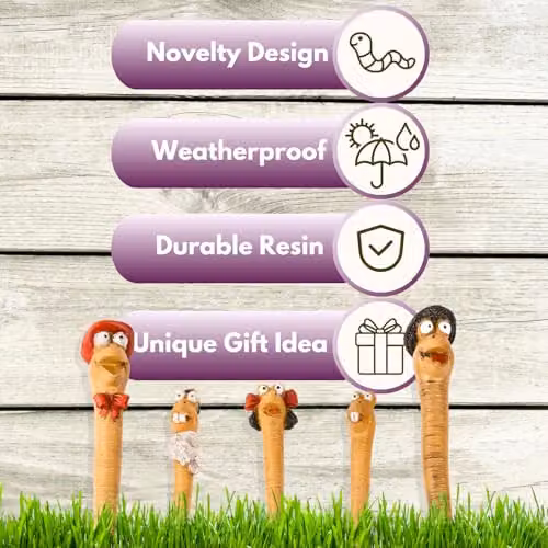 Garden Mile 5-Piece Resin Worm Garden Ornaments in Brown and Multicolour – 3
