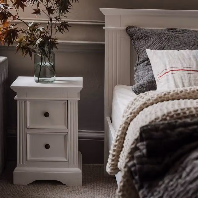 Statement Furniture Gainsborough White 2 Drawer Hamptons Style Bedside Table – 1