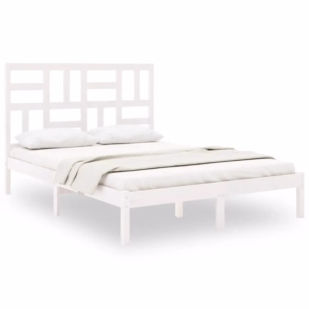 Berkfield Home White Solid Pine Wood Bed Frame W/D/H: 160 x 200 cm – 2