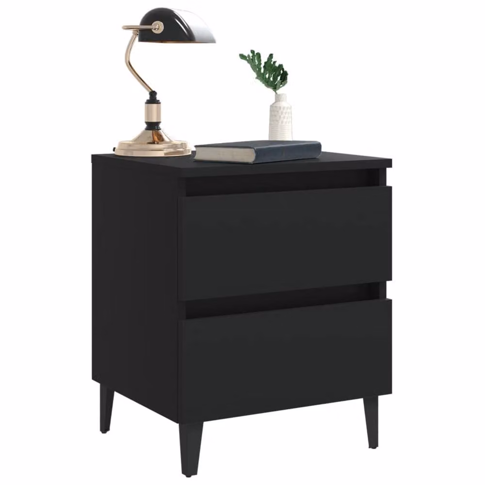 Berkfield Home Black Bed Cabinet in Engineered Wood W/D/H: 40 x 35 x 50 cm – 3