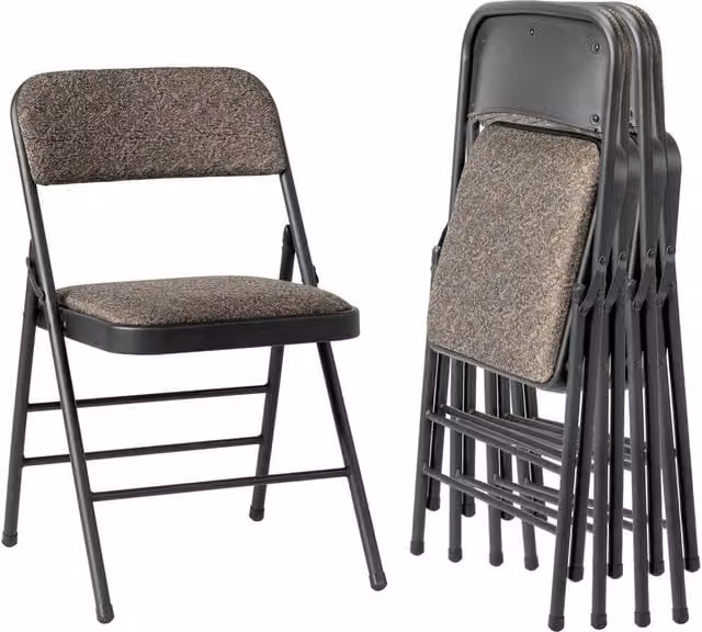 KORVIXA 4-Piece Set of Black and Grey Fabric Folding Chairs for Home Office or Dining Room Use