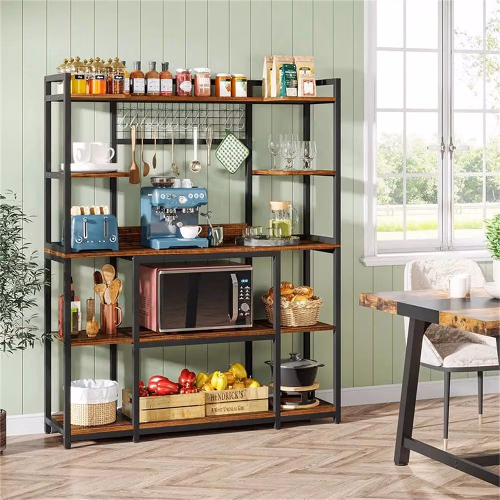NESTLUNE XL Heavy Duty Industrial Storage Shelf and Display Rack in Black and Brown, H 170 x W 100 x D 100 cm – 4
