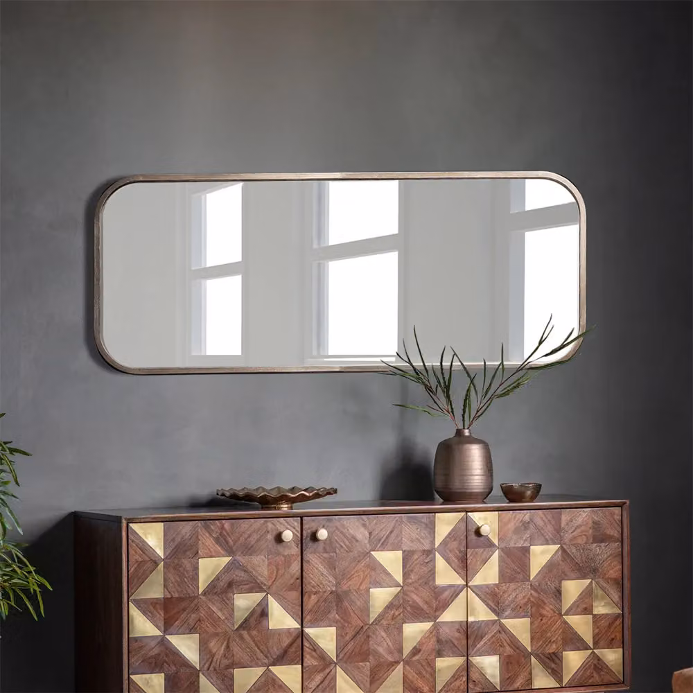 Agenzia 14 Modern Full Length Wall Mirror with Curved Metal Frame in Silver or Gold, H 156.5 cm x W 65.5 cm – 4