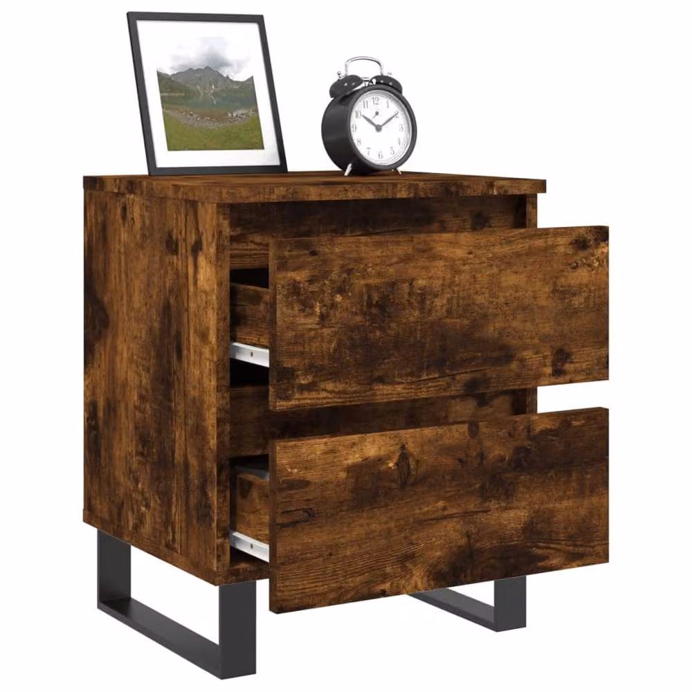 Berkfield Home Elegant Bedside Cabinet in Smoked Oak Brown, W/D/H: 40 x 35 x 50 cm – 4