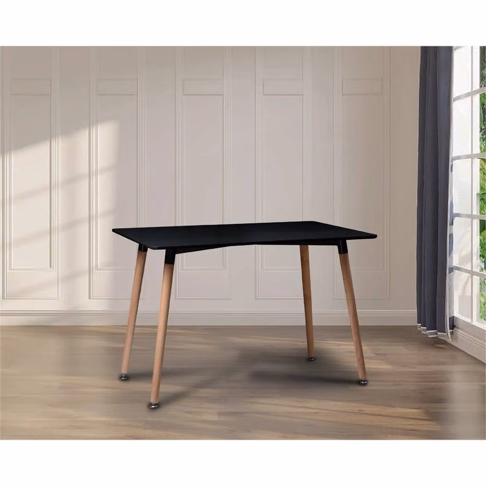Nordara Black Scandi Style Rectangular Dining Table with Wooden Legs for 4-6 Adults – 3