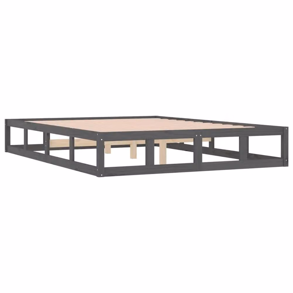 Berkfield Home Beautiful Bed Frame in Grey, Solid Pine Wood, W/D/H: 150 x 200 cm – 3