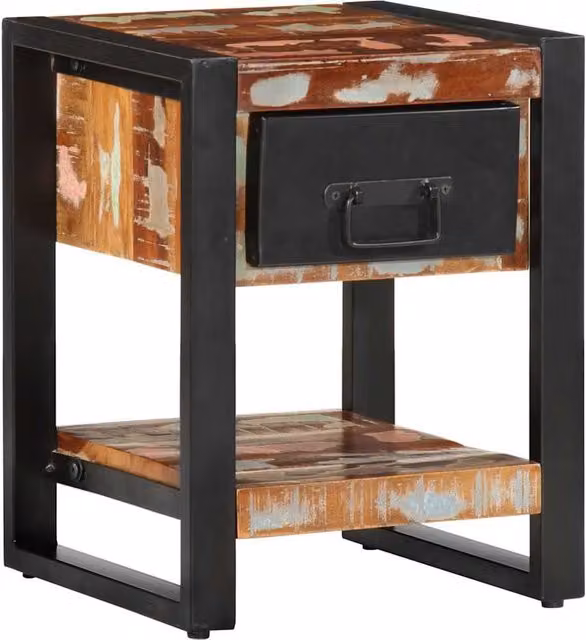 Berkfield Home Multicolour Reclaimed Mango Wood Bedside Cabinet W/D/H: 35 x 34 x 45 cm – 1