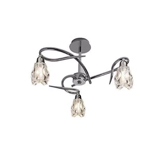 Netlighting Amel 3-Light Ceiling Light in Polished Chrome and Grey with Transparent Glass