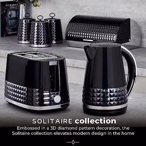Tower Solitaire Airtight Stainless Steel Storage Canisters, Set of 3, Black – 7