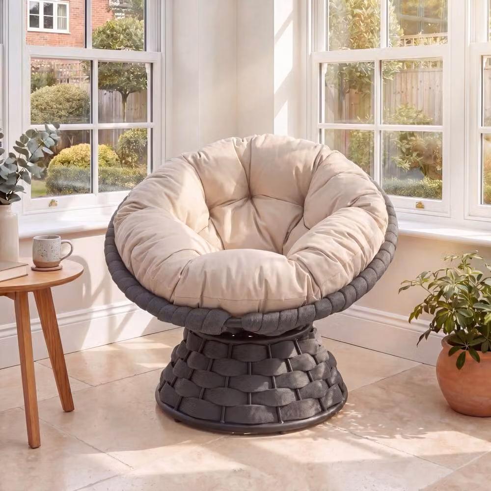 Artemis Home Calista Grey Swivel Papasan Chair for Indoor or Outdoor Use – 2