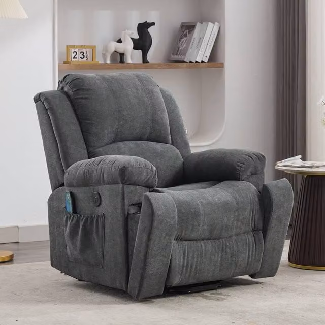 Matteo Power Lift Recliner Chair in Grey Fabric with Armrests – 1