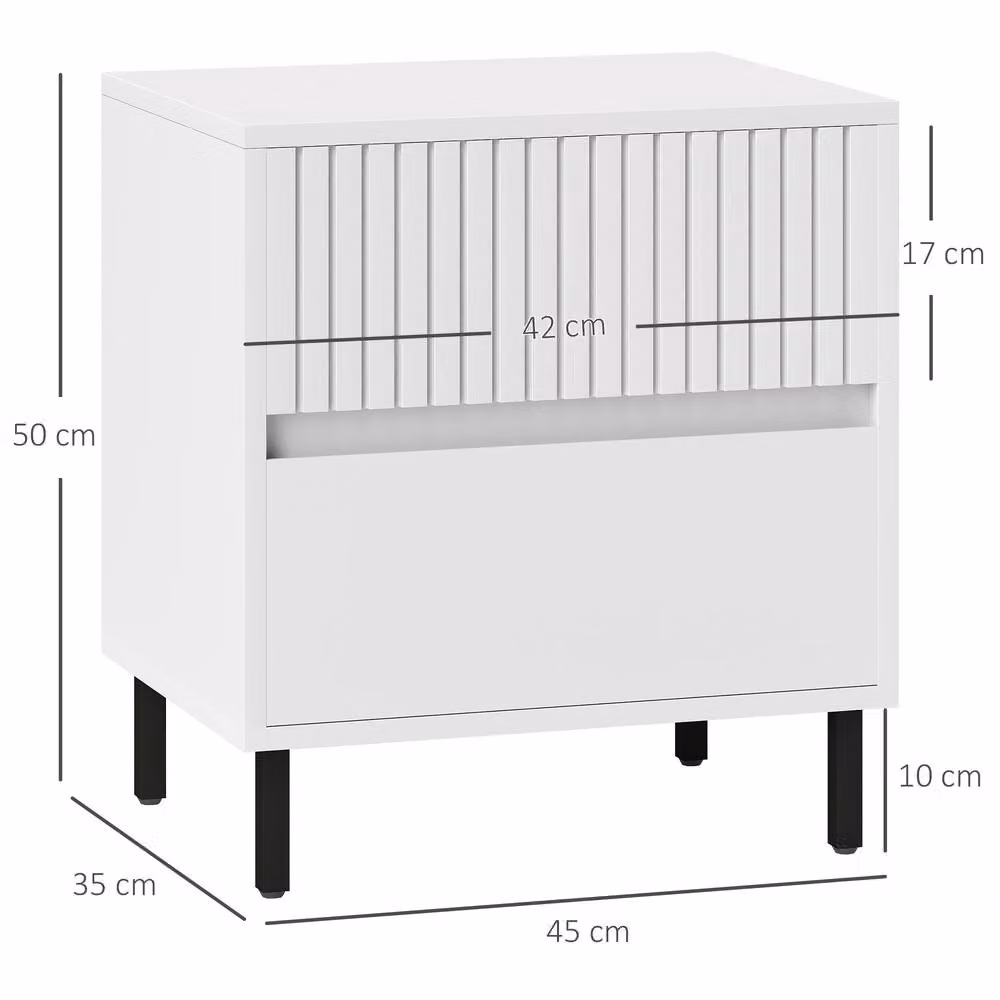 STILVORA Modern White Bedside Table with 2 Drawers – 4