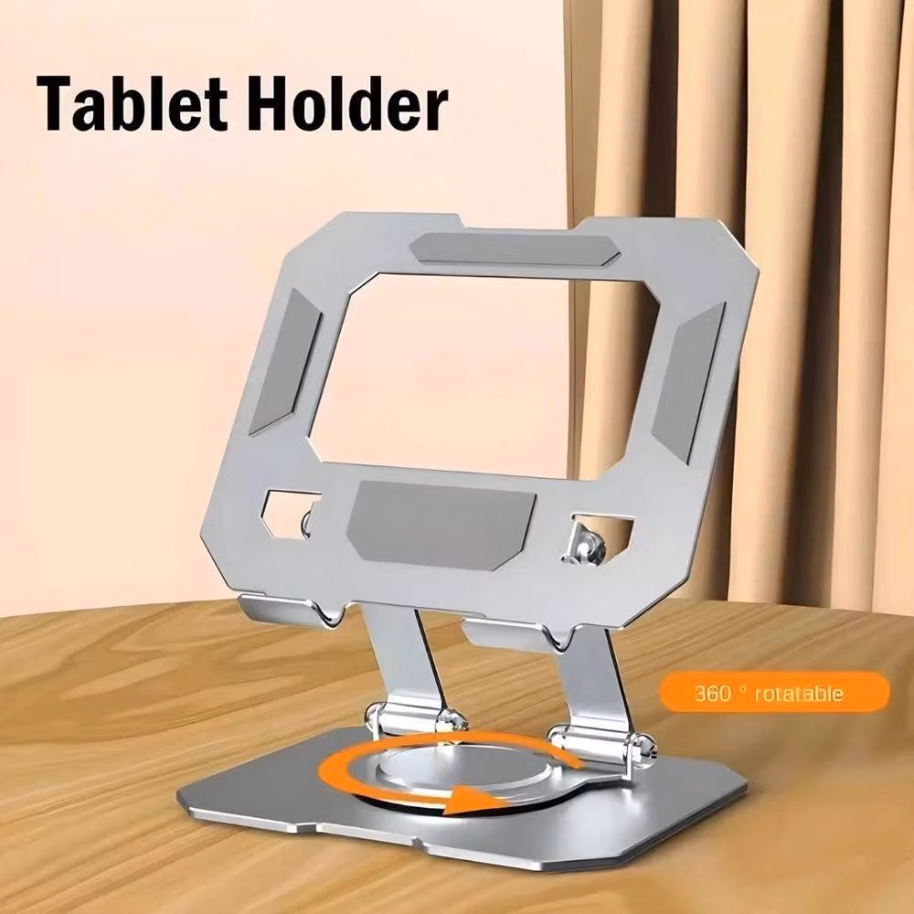 FLAVORA Portable Metal Swivel Stand Holder for Phones, iPads and Laptops, Silver – 2