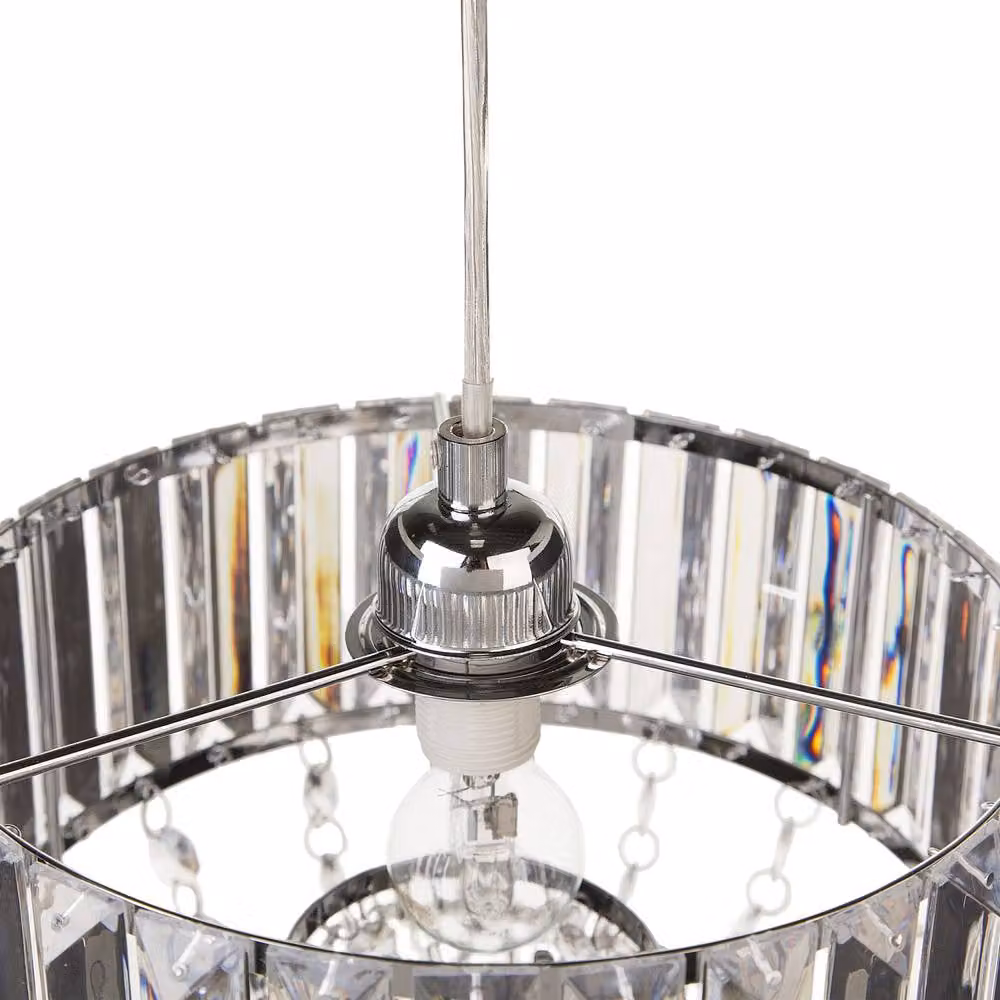 Wyld and Coco Transparent Acrylic Droplet Pendant Lamp in Clear with Chrome Finish, Height: 83 cm – 3