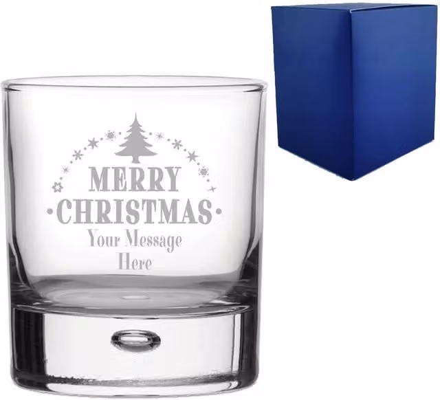 Uniqueful Personalised Engraved Christmas Whisky Tumbler Glass in Transparent