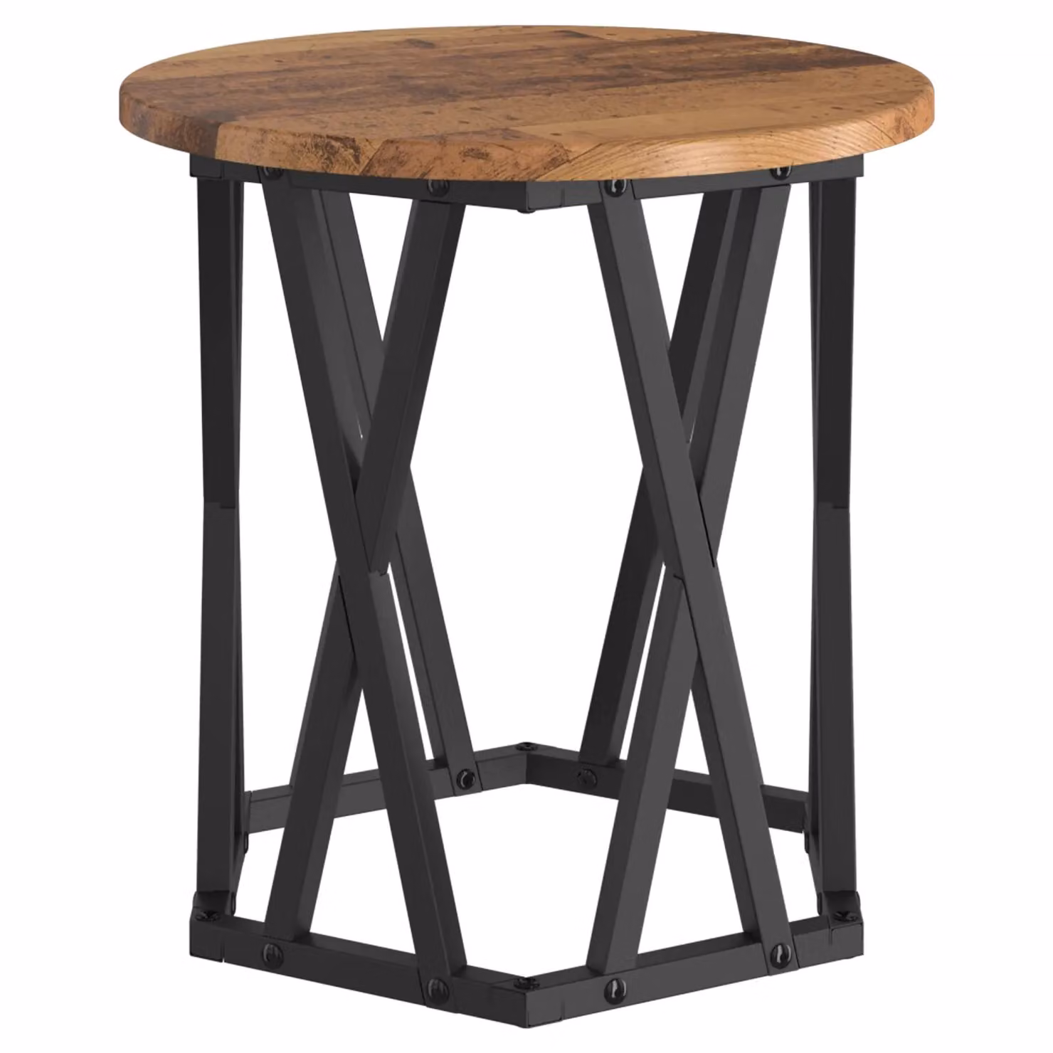 Berkfield Home Nesting Side Tables Set of 2, Brown Rustic Wood Look with Geometric X-Frame Design – 4