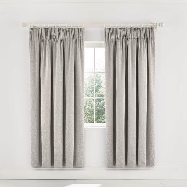 1951 Lavana Lined Curtains in Beige and Grey Cotton and Polyester Blend, W: 167.64 cm, H: 182.88 cm
