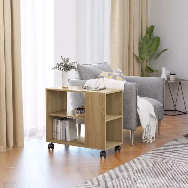 Berkfield Home Sonoma Oak Side Table in Brown, W/D/H: 70 x 35 x 55 cm – 1