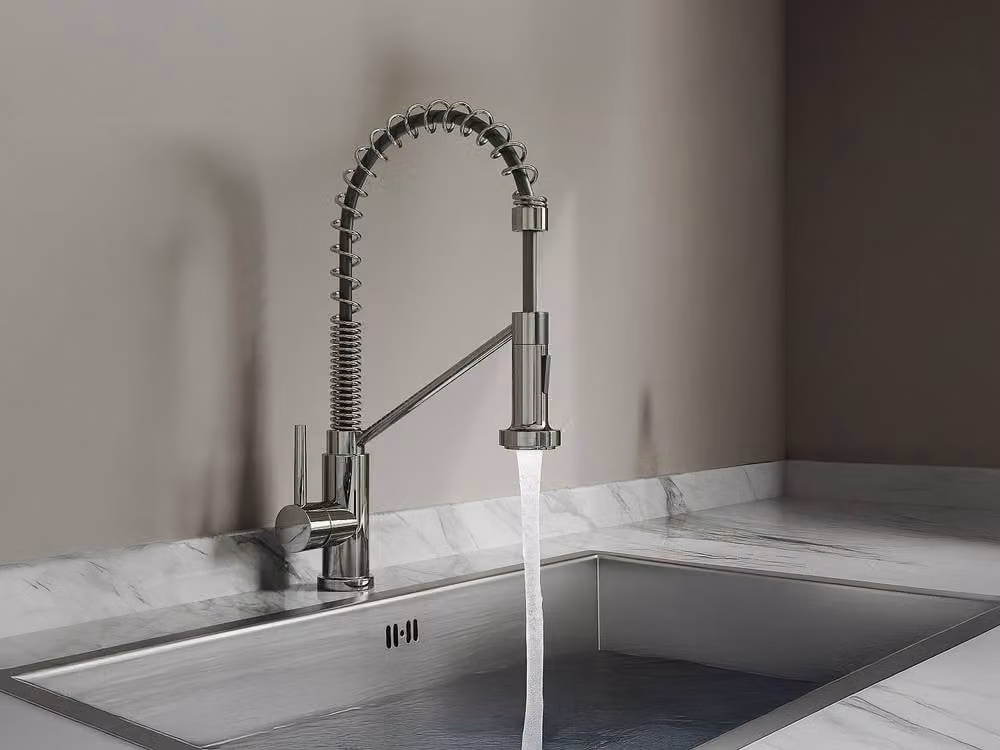 ROFLEX Stainless Steel Kitchen Tap with Pull-Out Spray and Swivel Spout, Chrome Silver – 2