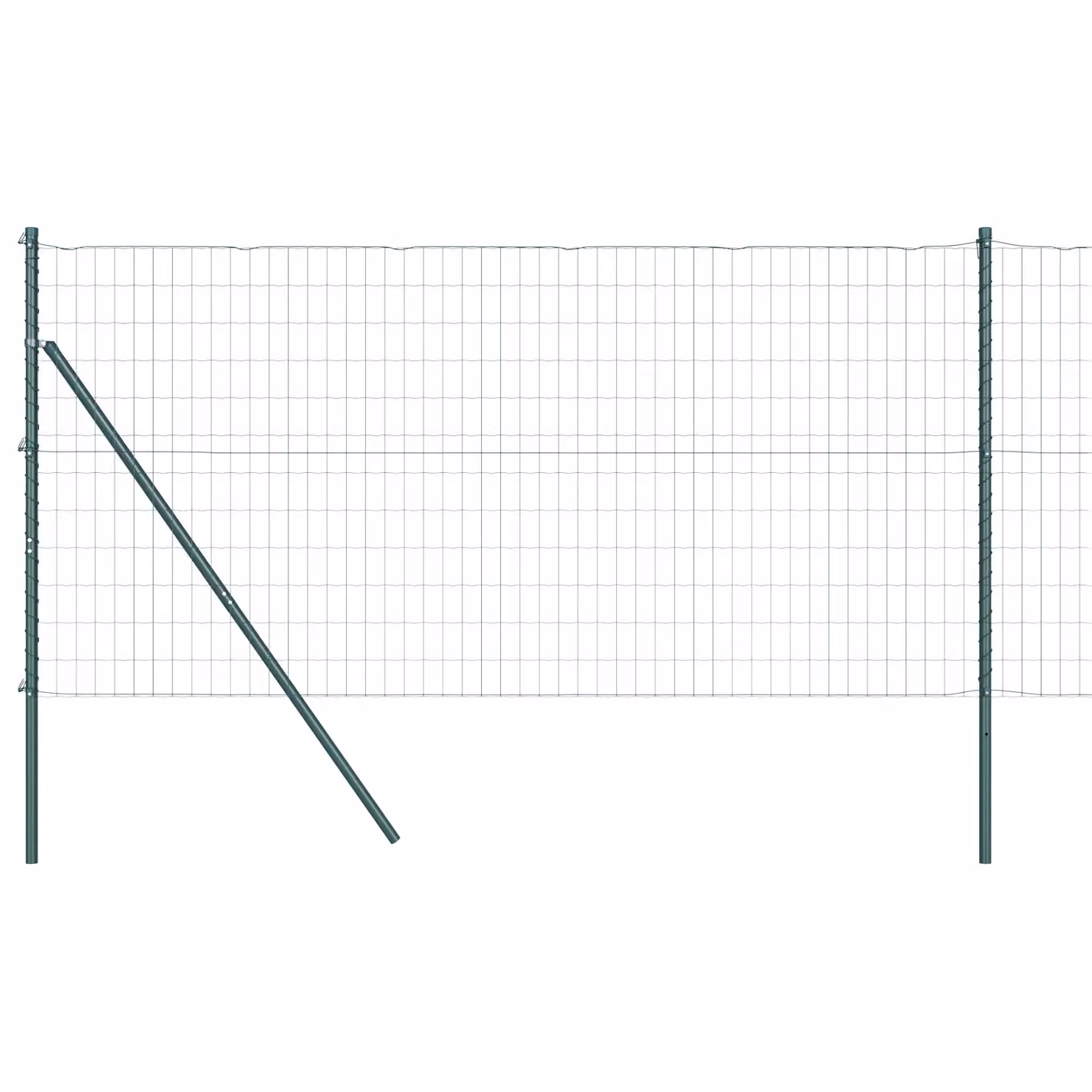Berkfield Home Euro Fence with 13 Posts, Galvanised Steel, Green and Silver, H: 120 cm, W: 25 m – 2