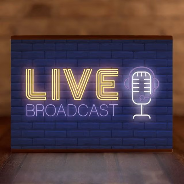 Echo Three LED Light Box Room Sign XL Live Broadcast A4, Black