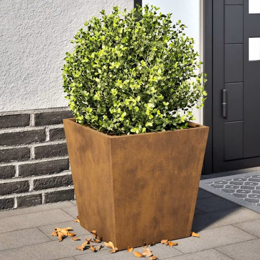 Berkfield Home Garden Corten Steel Planter Tubs in Brown, 2 Pack, W/D/H: 40 x 40 x 40 cm – 1