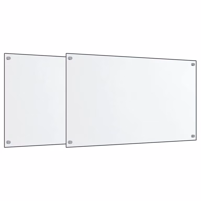 Berkfield Home Kitchen Backsplash, 2 Pack Transparent Black Tempered Glass, W: 70 cm, H: 60 cm