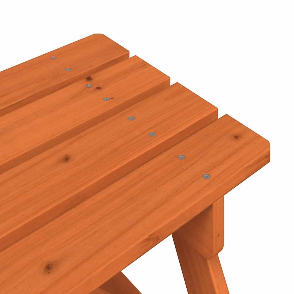 Berkfield Home Picnic Table for 4 Kids in Brown Solid Wood Fir with Umbrella Hole – 3