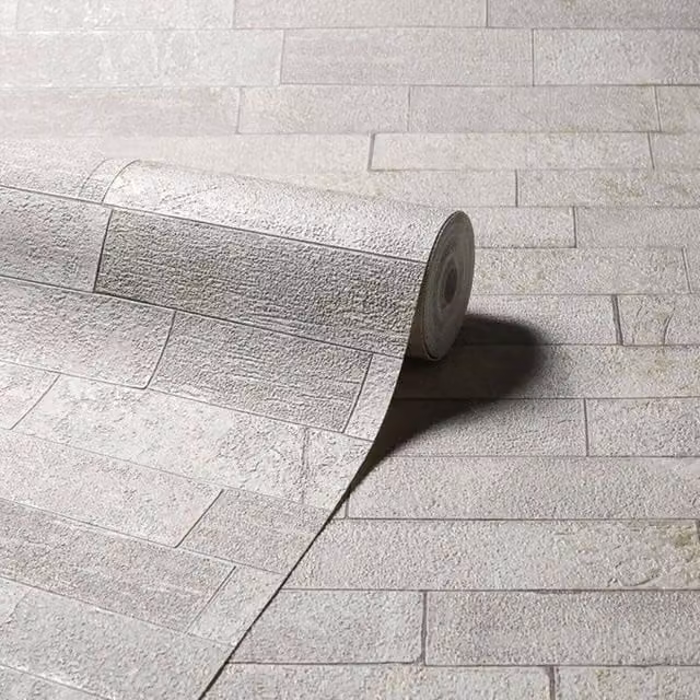 Arthouse Heavy Weight Vinyl Wallpaper in Grey, Silver and Gold Geometric Abstract Rustic Design