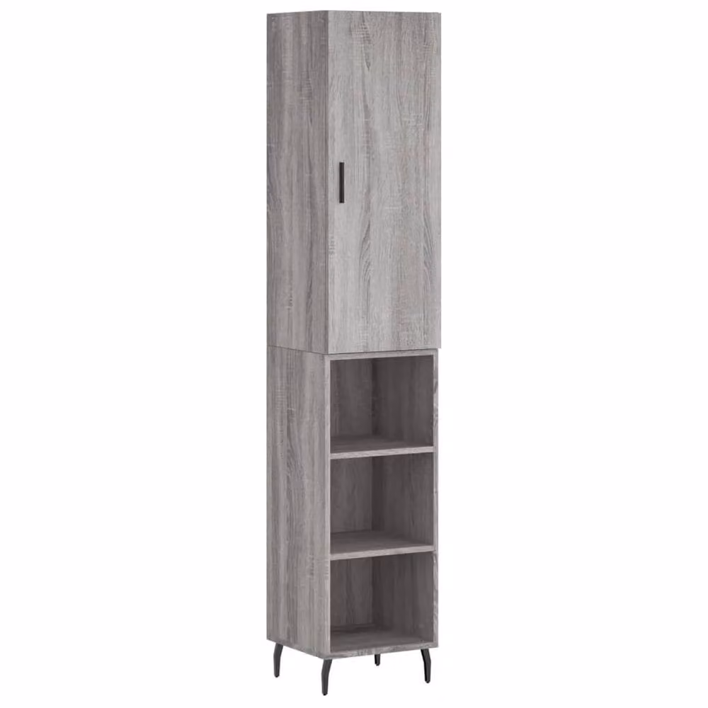 Berkfield Home Modern Grey Sonoma Highboard with Hinged Doors and Internal Shelves, W/D/H: 34.5 x 34 x 180 cm – 3