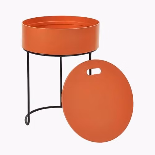Pacific Lifestyle Industrial Wooden Storage Coffee Table with Metal Frame in Burnt Orange